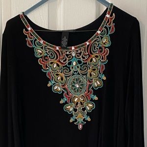 Inc black knit beaded dress